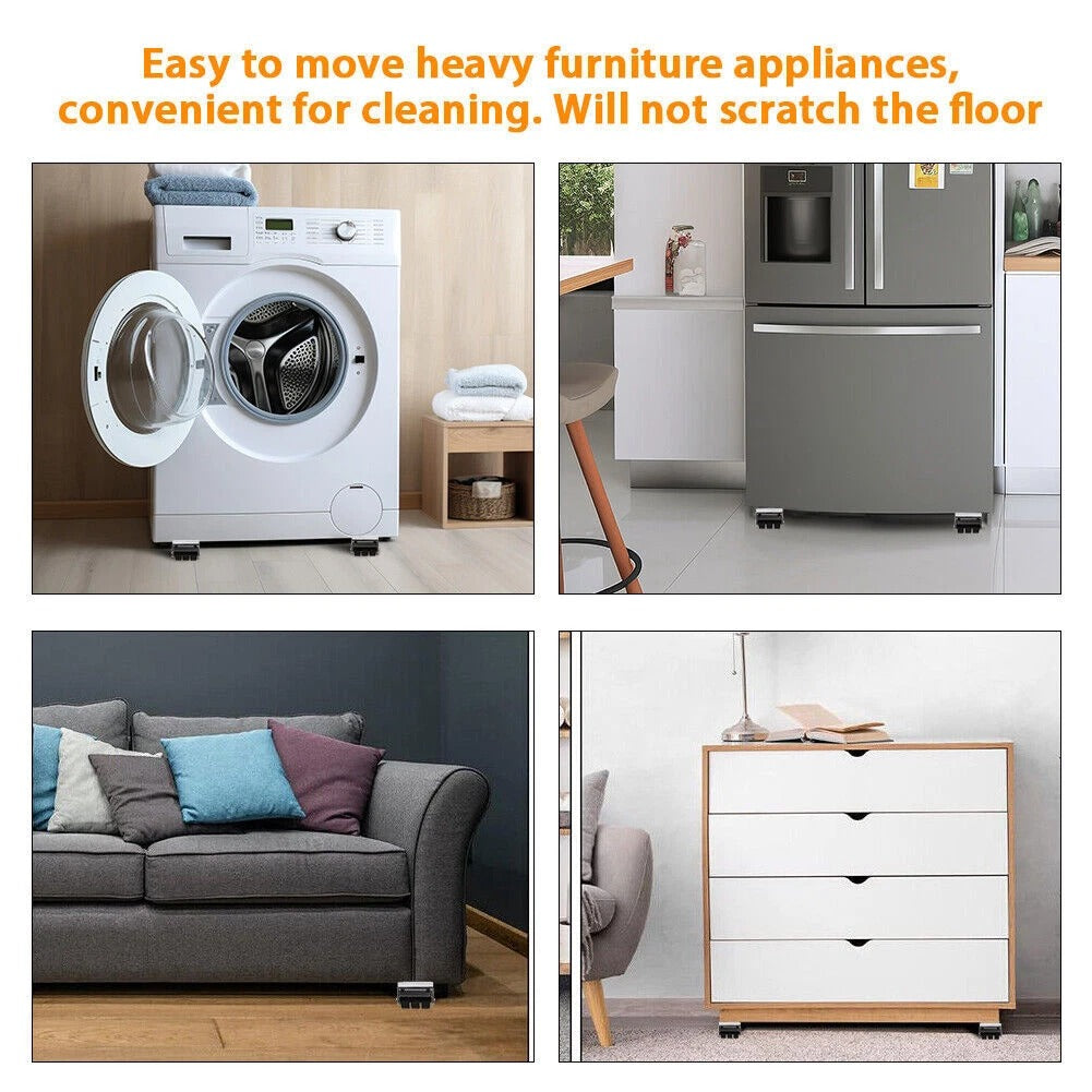 Pack of 2 Heavy Duty Washing Machine Tumble Dryer Appliance Rollers Trolley