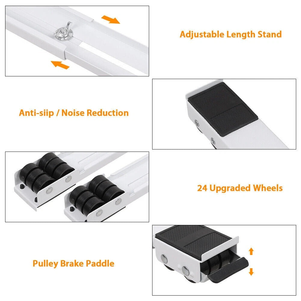 Pack of 2 Heavy Duty Washing Machine Tumble Dryer Appliance Rollers Trolley