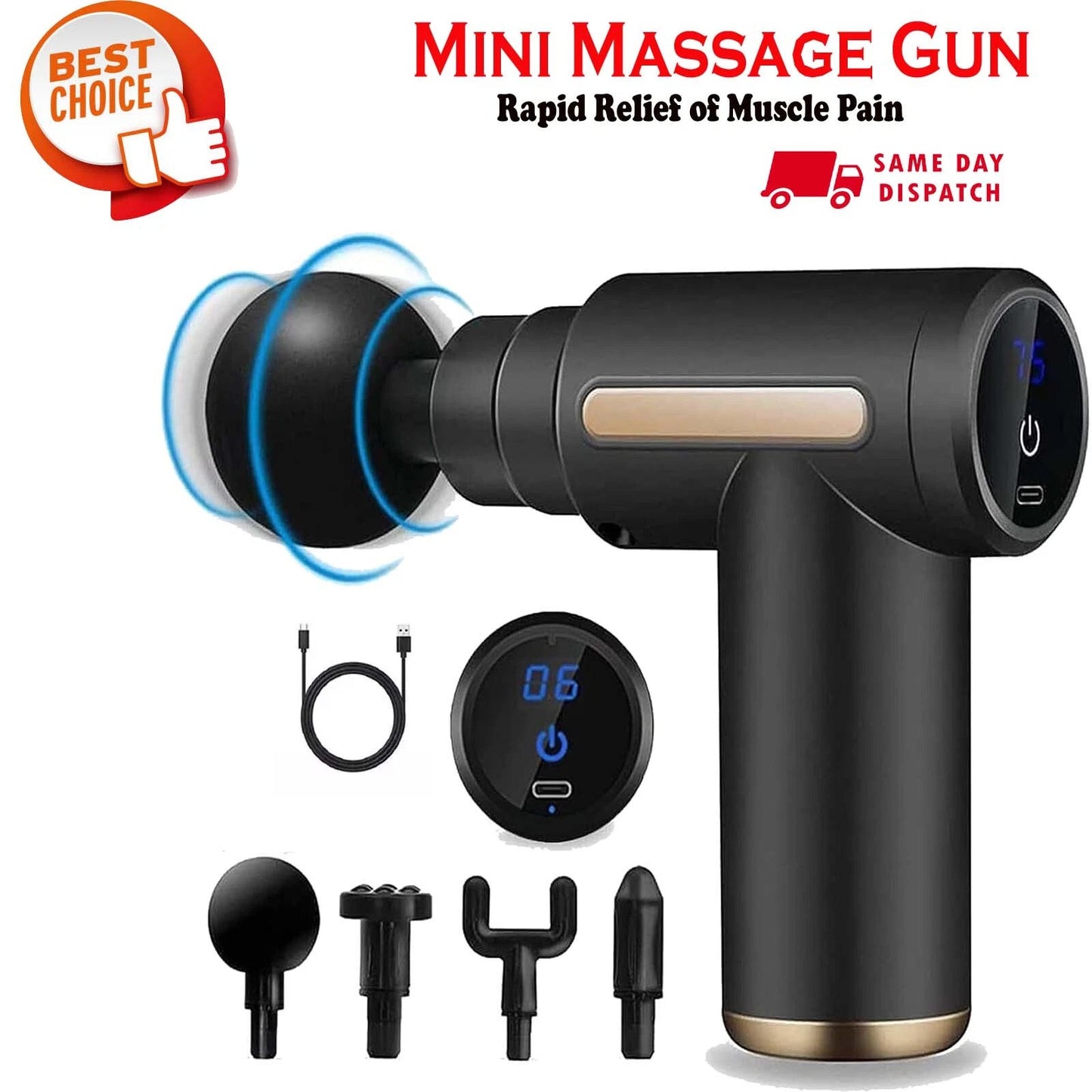 Mini Massage Gun Deep Muscle Percussion Massager Vibration For Back Body Therapy