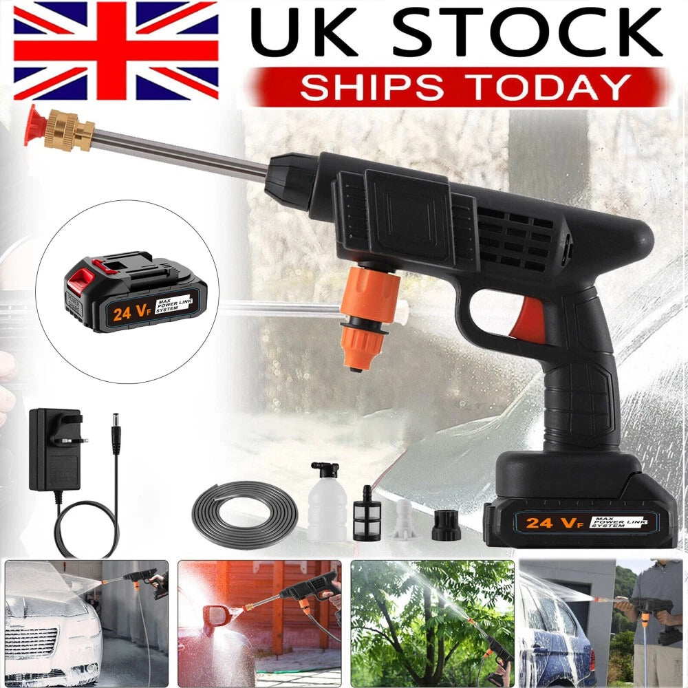 Portable Cordless Car High Pressure Washer Jet Water Wash Cleaner Gun +2 Battery