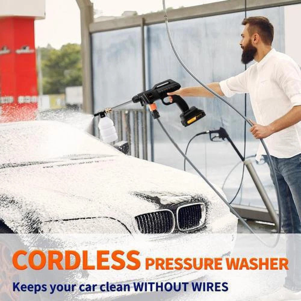 Portable Cordless Car High Pressure Washer Jet Water Wash Cleaner Gun +2 Battery