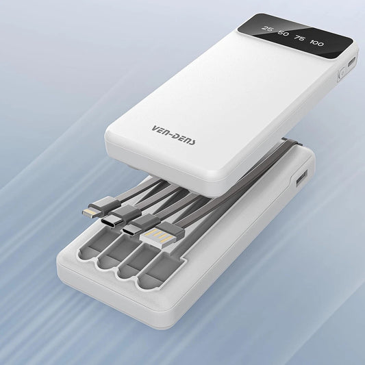 Ven-Dens 10000mAh 3-in-1 Power Bank with Built-in Cables | 1 YEAR WARRANTY