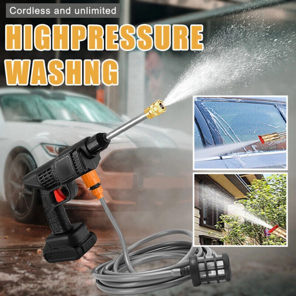 Portable Cordless Car High Pressure Washer Jet Water Wash Cleaner Gun +2 Battery