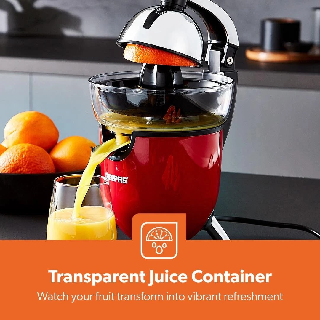 GEEPAS Electric Citrus Juicer Orange Fruit Squeezer Juice Extractor 2 Cones