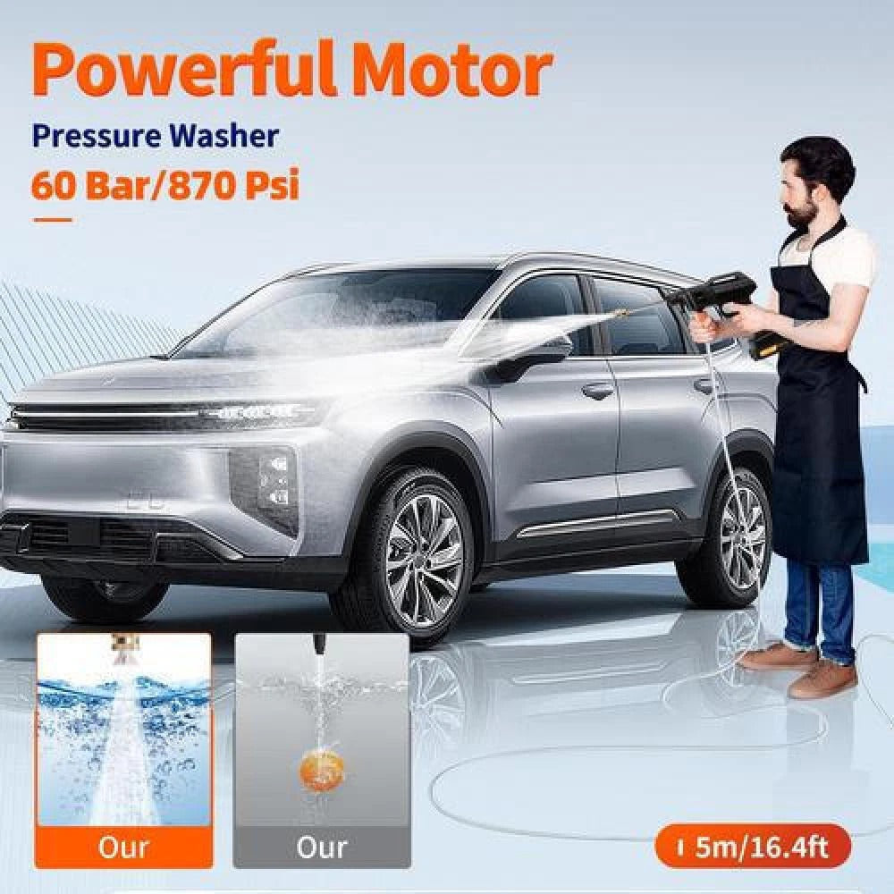Portable Cordless Car High Pressure Washer Jet Water Wash Cleaner Gun +2 Battery